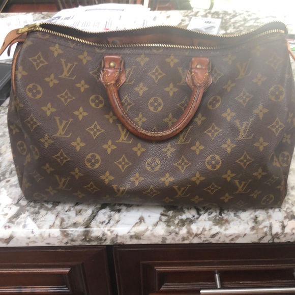 Louis Vuitton Speedy 35 Hand Bag Vintage 80s 90s Brown Leather LV Monogram